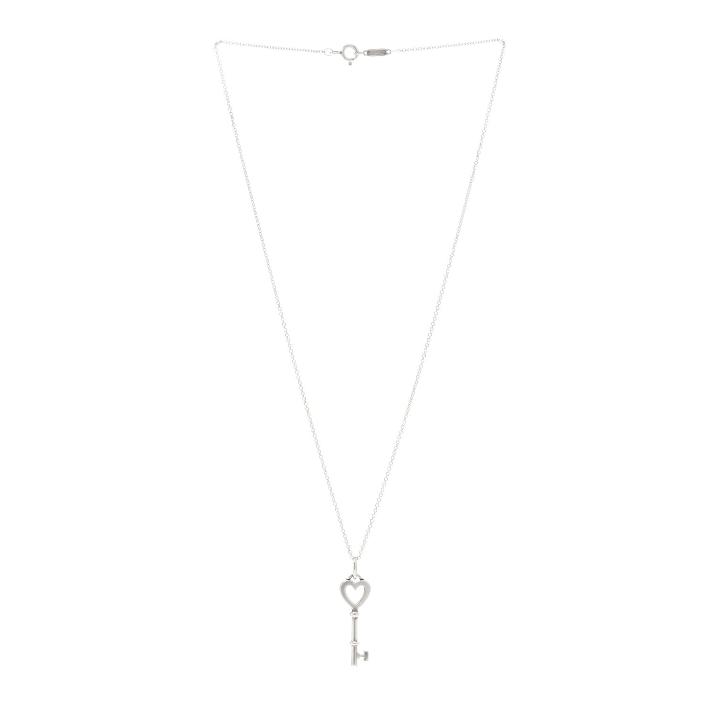 Sterling Silver Small Heart Key Pendant Necklace