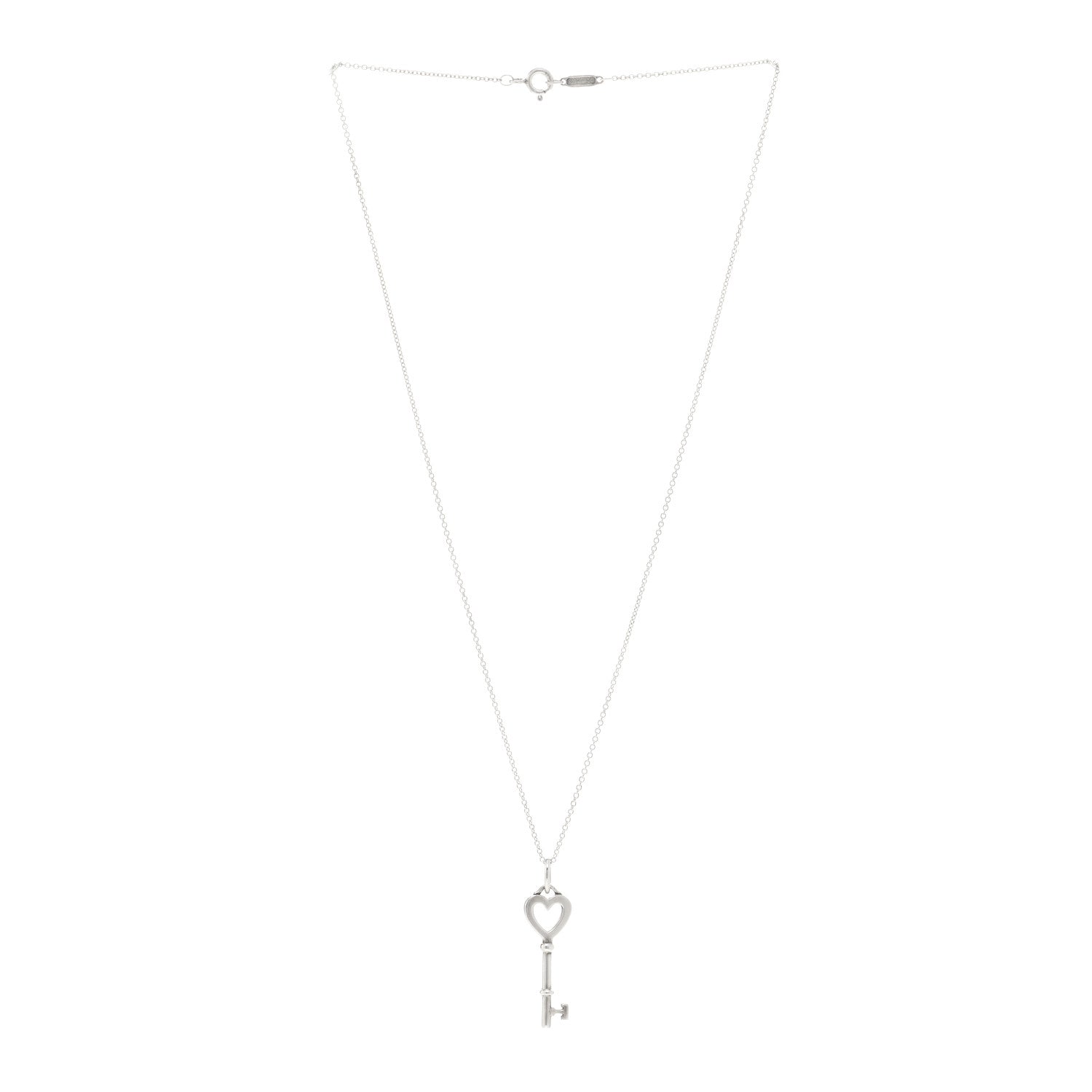 Tiffany Sterling Silver Small Heart Key Pendant Necklace 3 of 5