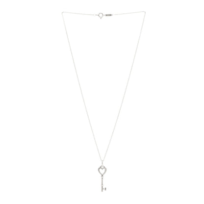 Tiffany Sterling Silver Small Heart Key Pendant Necklace 3 of 5