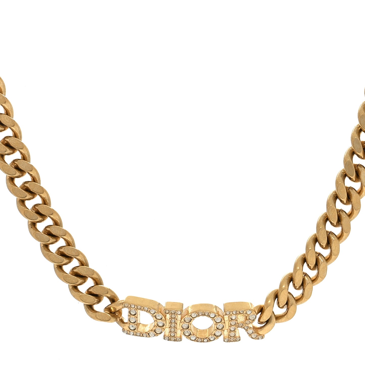 Metal Crystal Chain Choker Necklace Gold