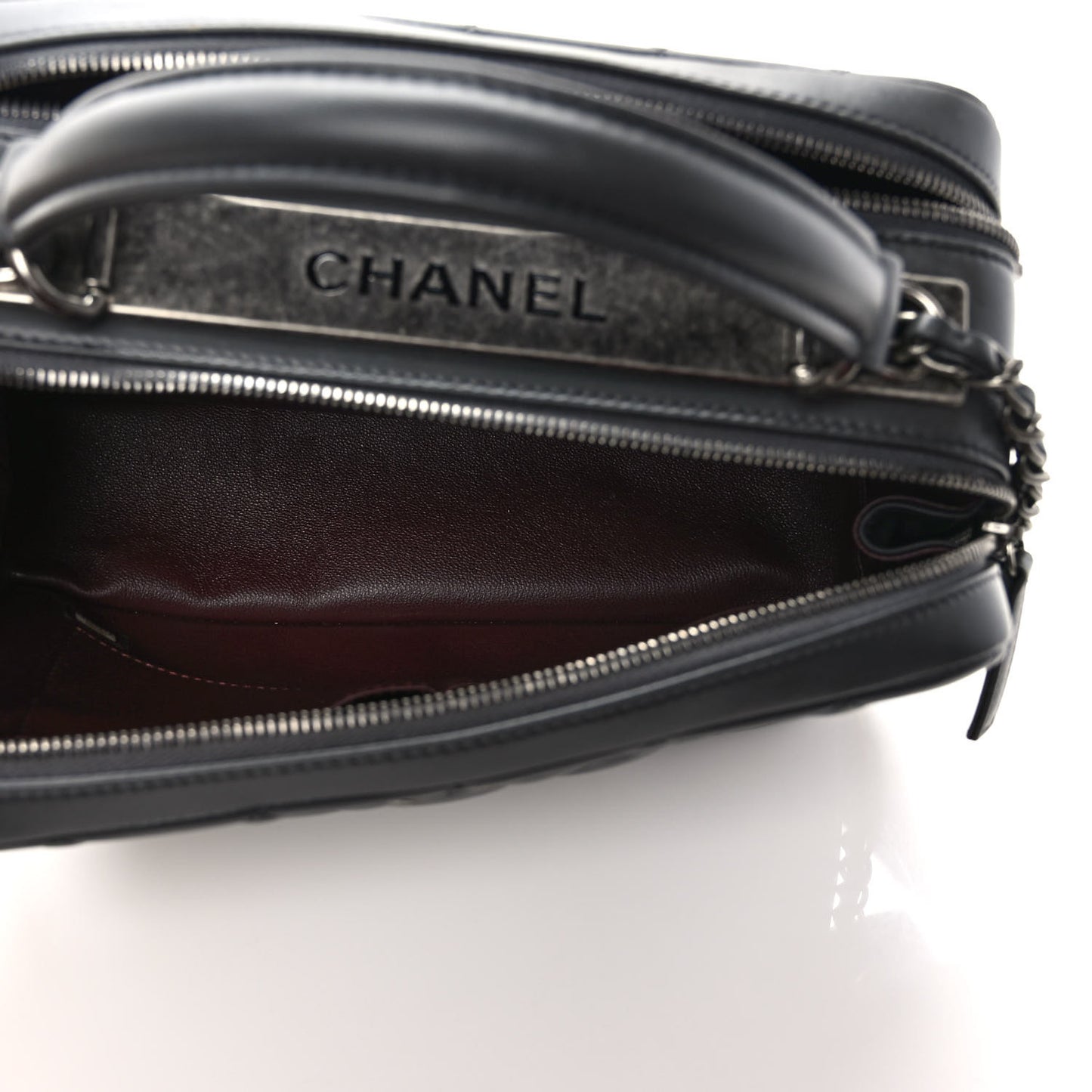 Lambskin Quilted Medium Trendy CC Bowling Bag Dark Grey