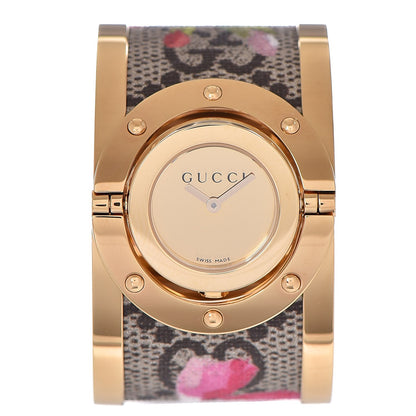Gucci Stainless Steel Canvas 33mm Twirl GG Supreme Blooms Quartz Watch 1 of 8