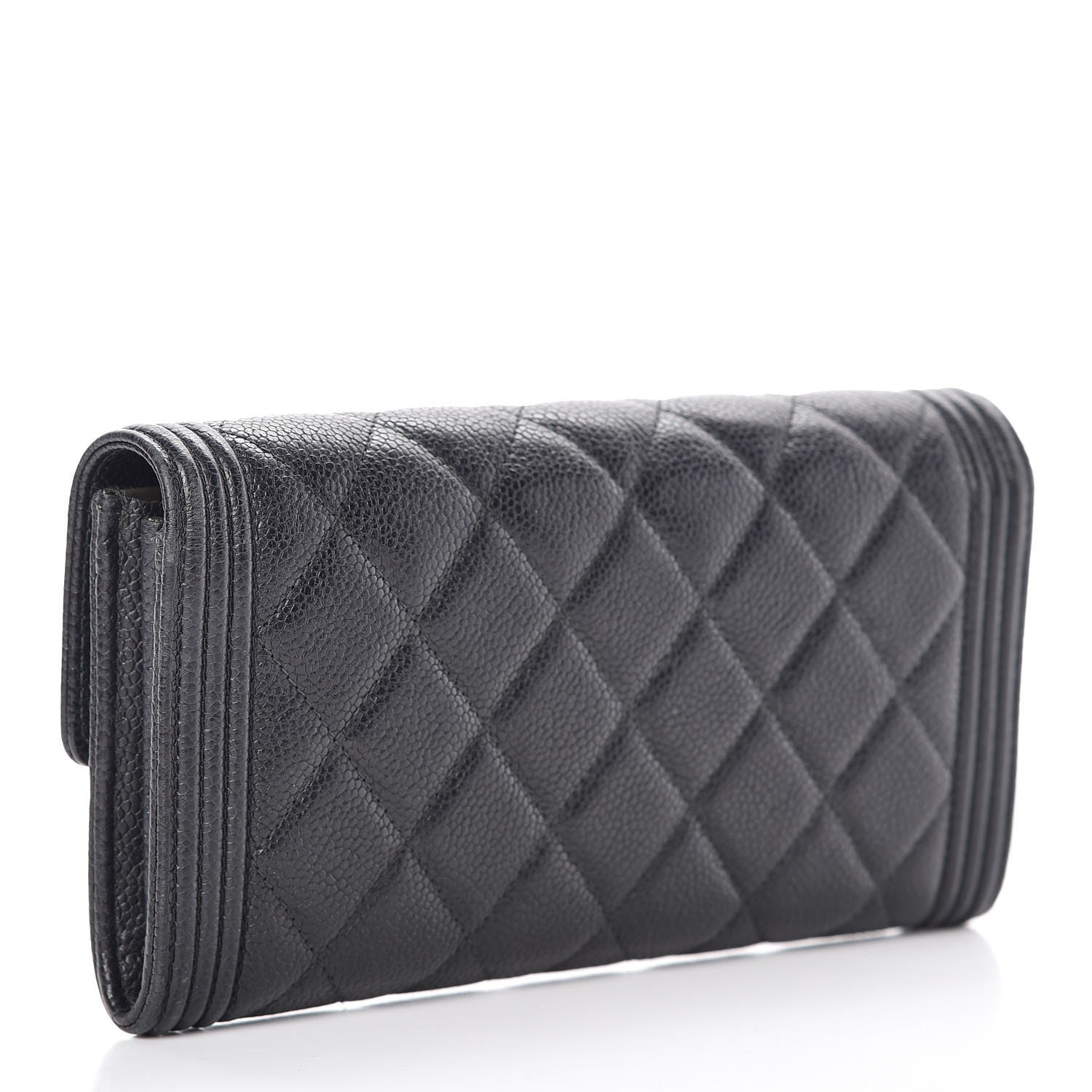 Chanel Caviar Quilted Large Boy Gusset Flap Wallet Black 3 of 11