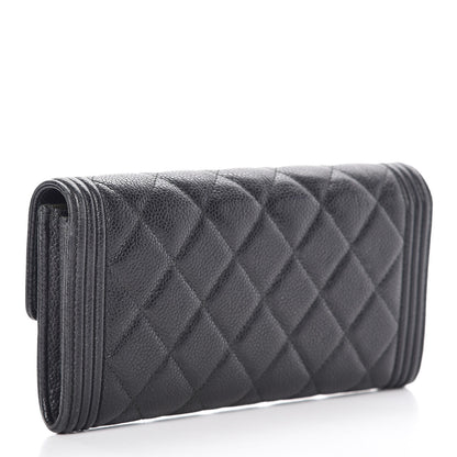 Chanel Caviar Quilted Large Boy Gusset Flap Wallet Black 3 of 11