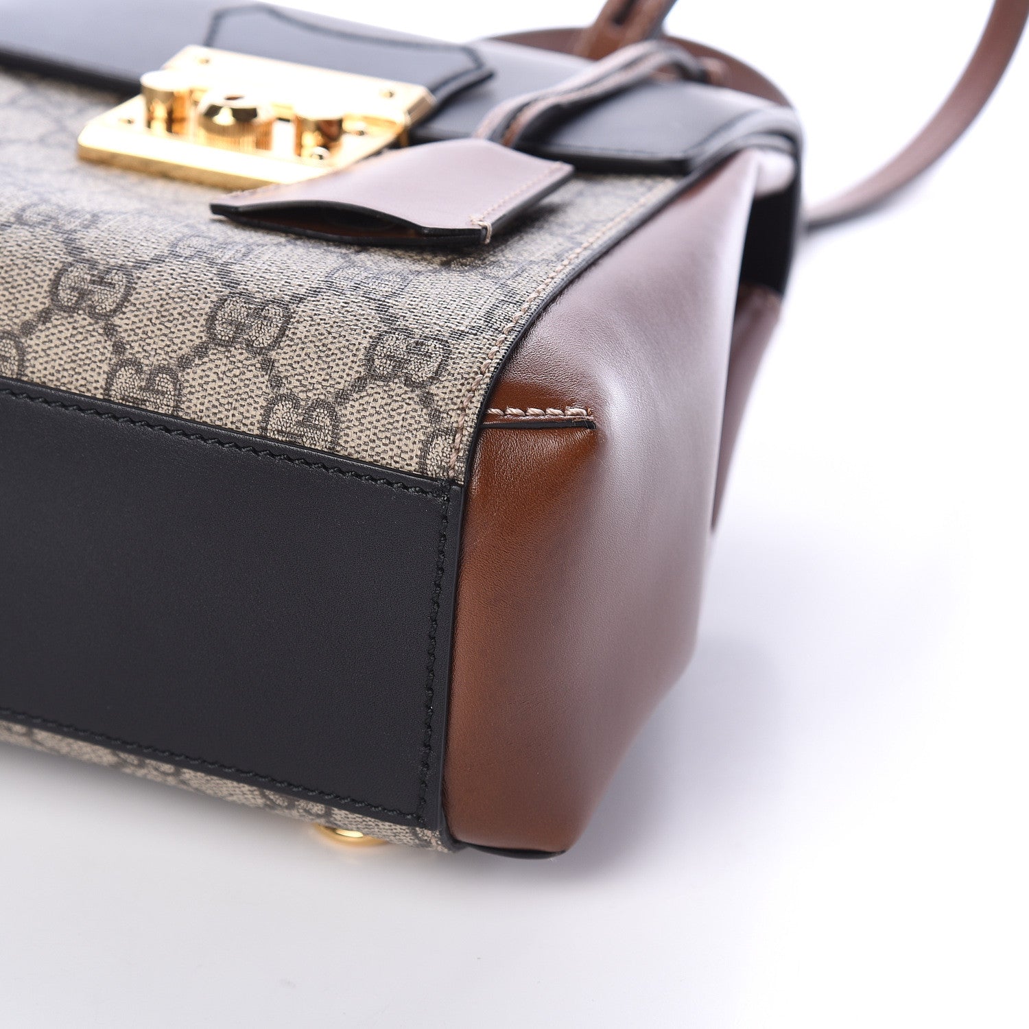 Gucci GG Supreme Monogram Calfskin Padlock Backpack Beige Cuir Black 8 of 8