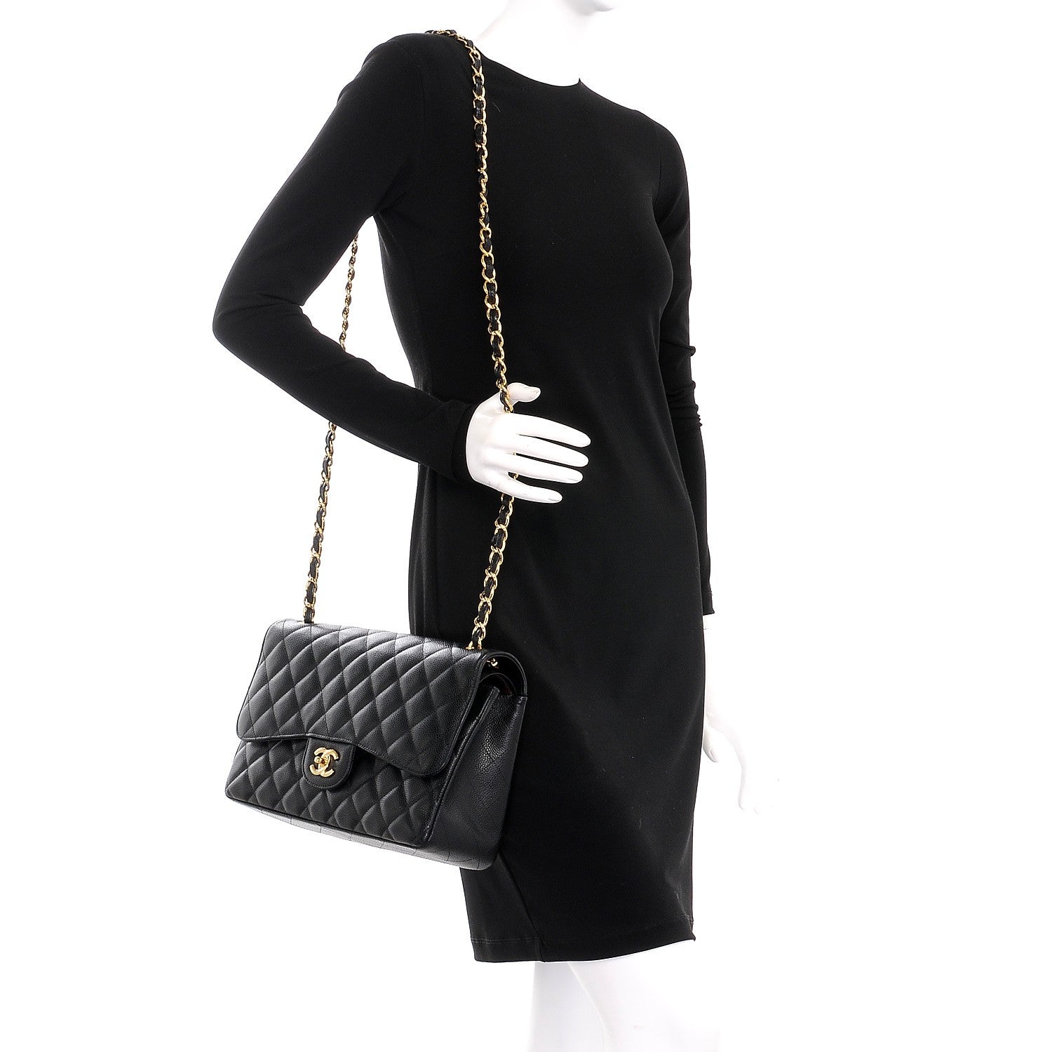 Chanel Caviar Quilted Jumbo Double Flap Black 2 of 9