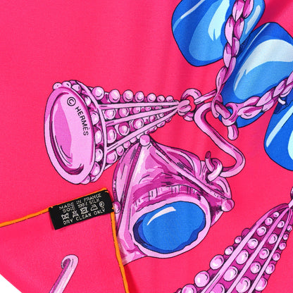 Hermes Silk Parures Precieuses Shawl 140 Rose VIF 3 of 3