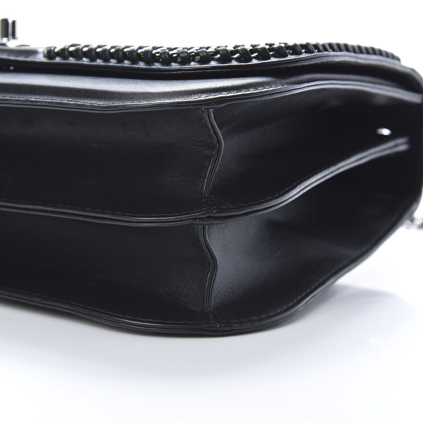 Calfskin Medium Braided Chic Flap Black