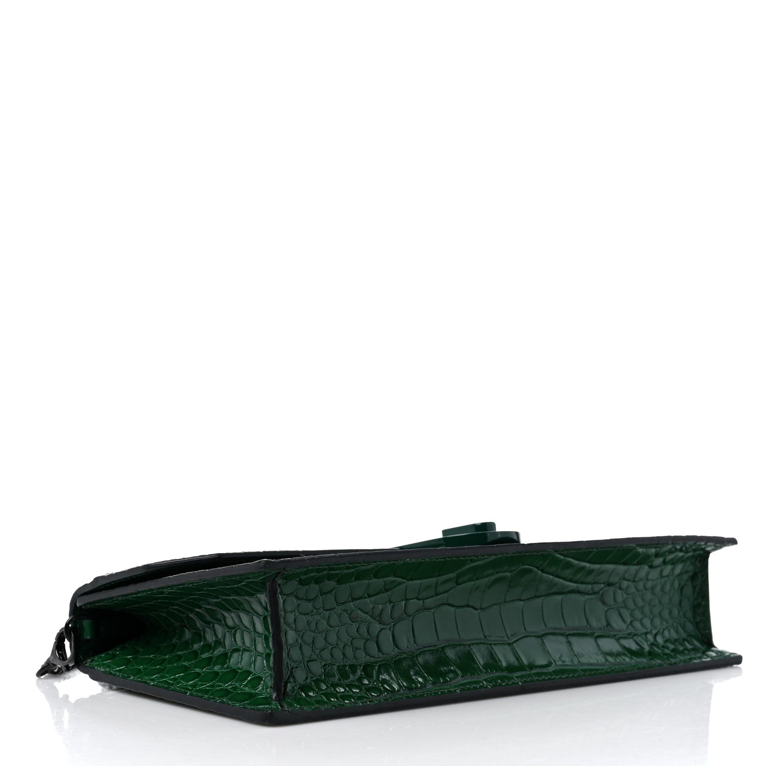 Christian Louboutin Calfskin Alligator Embossed Elisa Baguette Green 4 of 10