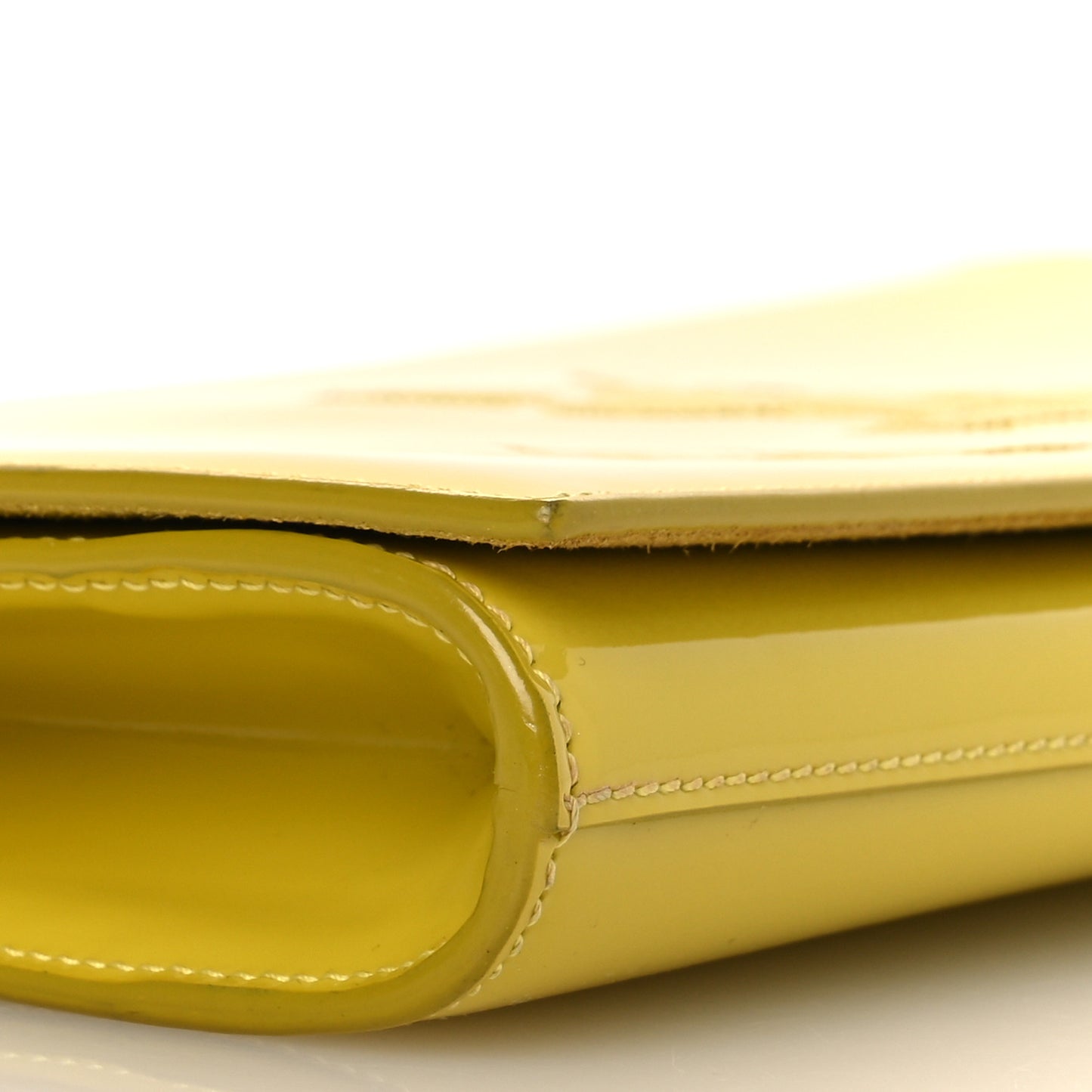 Textured Patent Calfskin Monogram Large Belle De Jour Clutch Lemon