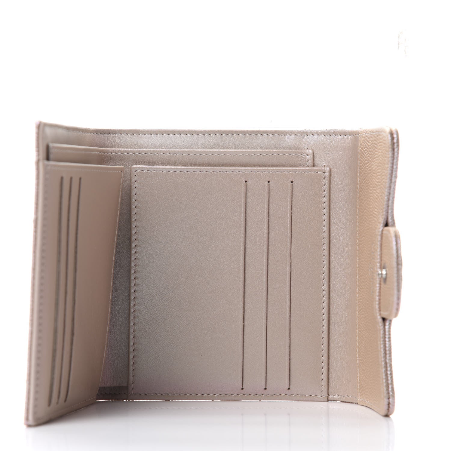 Chanel Metallic Caviar Chevron Quilted Compact Flap Wallet Light Gold 5 of 9