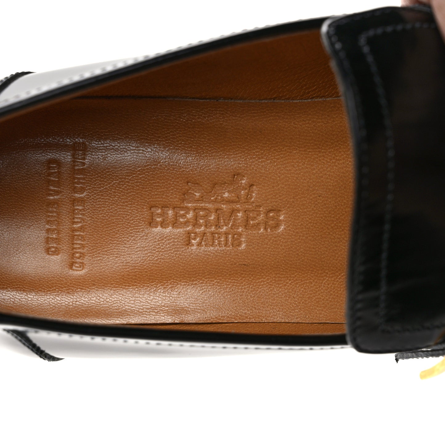 Glazed Calfskin Womens Monterey Loafers 36.5 Black