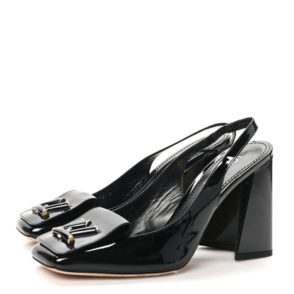 Louis Vuitton Patent Calfskin Shake Slingback Pumps 39 Black 4 of 10