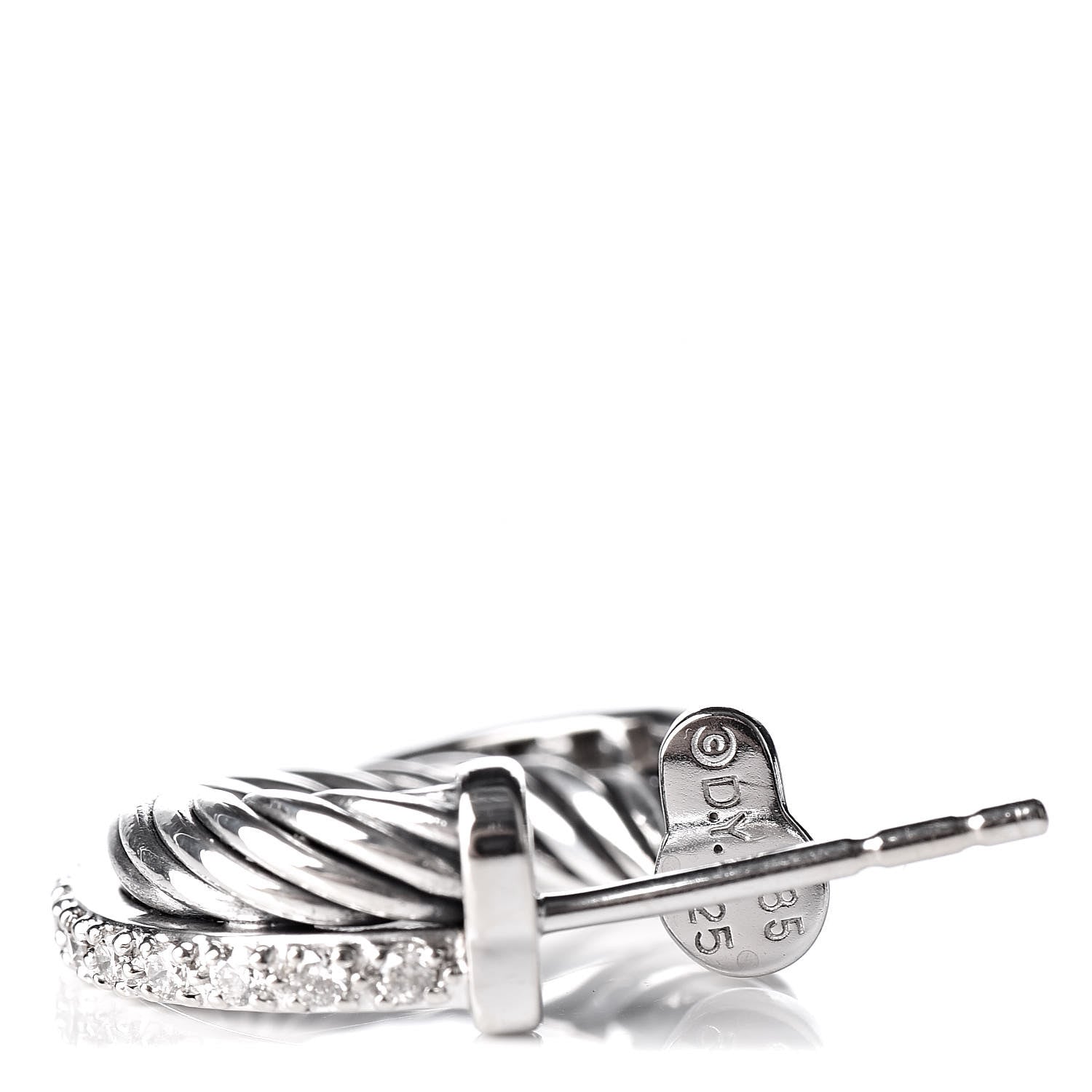 David Yurman Sterling Silver Diamond Extra Small Crossover Hoop Earrings 4 of 4