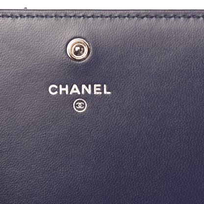 Chanel Lambskin Quilted Large Gusset Flap Wallet Navy Black 7 of 9