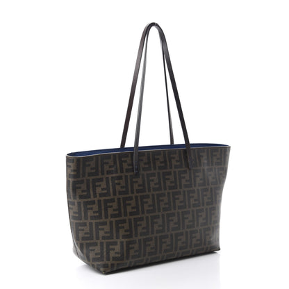 Fendi Zucca Spalmati Small Roll Tote Tobacco Blue 3 of 13