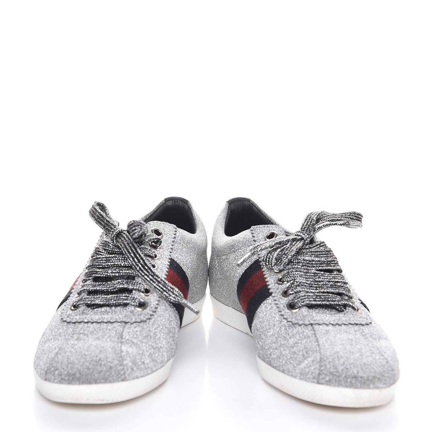 Glitter Fabric Studded Web Sneakers 36.5 Silver