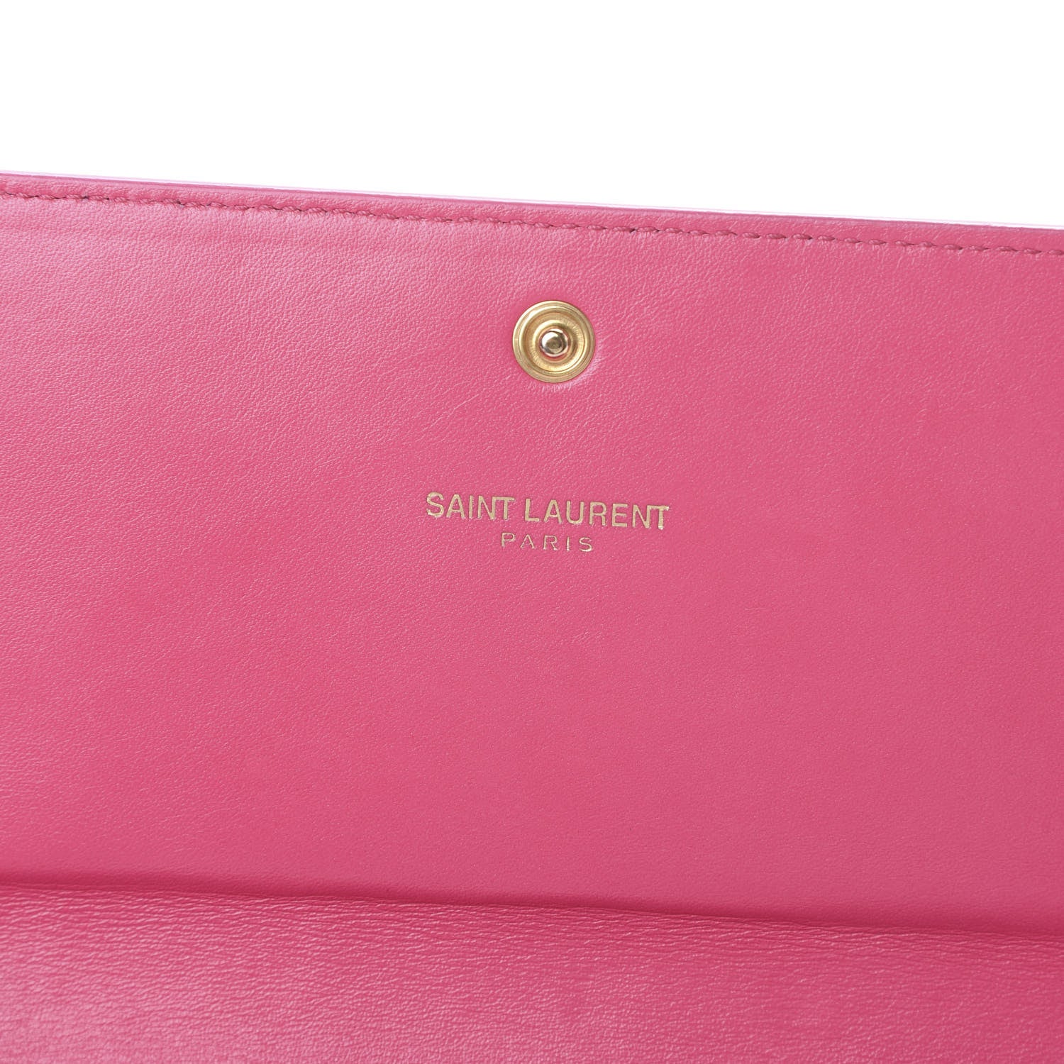 Saint Laurent Patent Grain de Poudre Classic Large Letters Flap Wallet Bubblegum 5 of 10