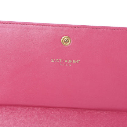 Saint Laurent Patent Grain de Poudre Classic Large Letters Flap Wallet Bubblegum 5 of 10