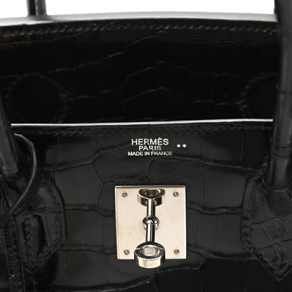Hermes Shiny Niloticus Crocodile Birkin 30 Black 6 of 10