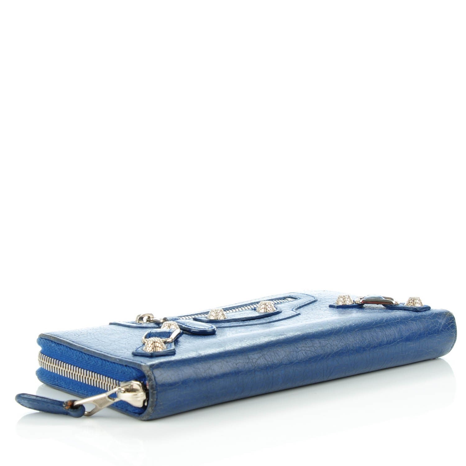 Balenciaga Agneau Giant 12 Silver Hardware Continental Zip Around Wallet Bleuette 4 of 7