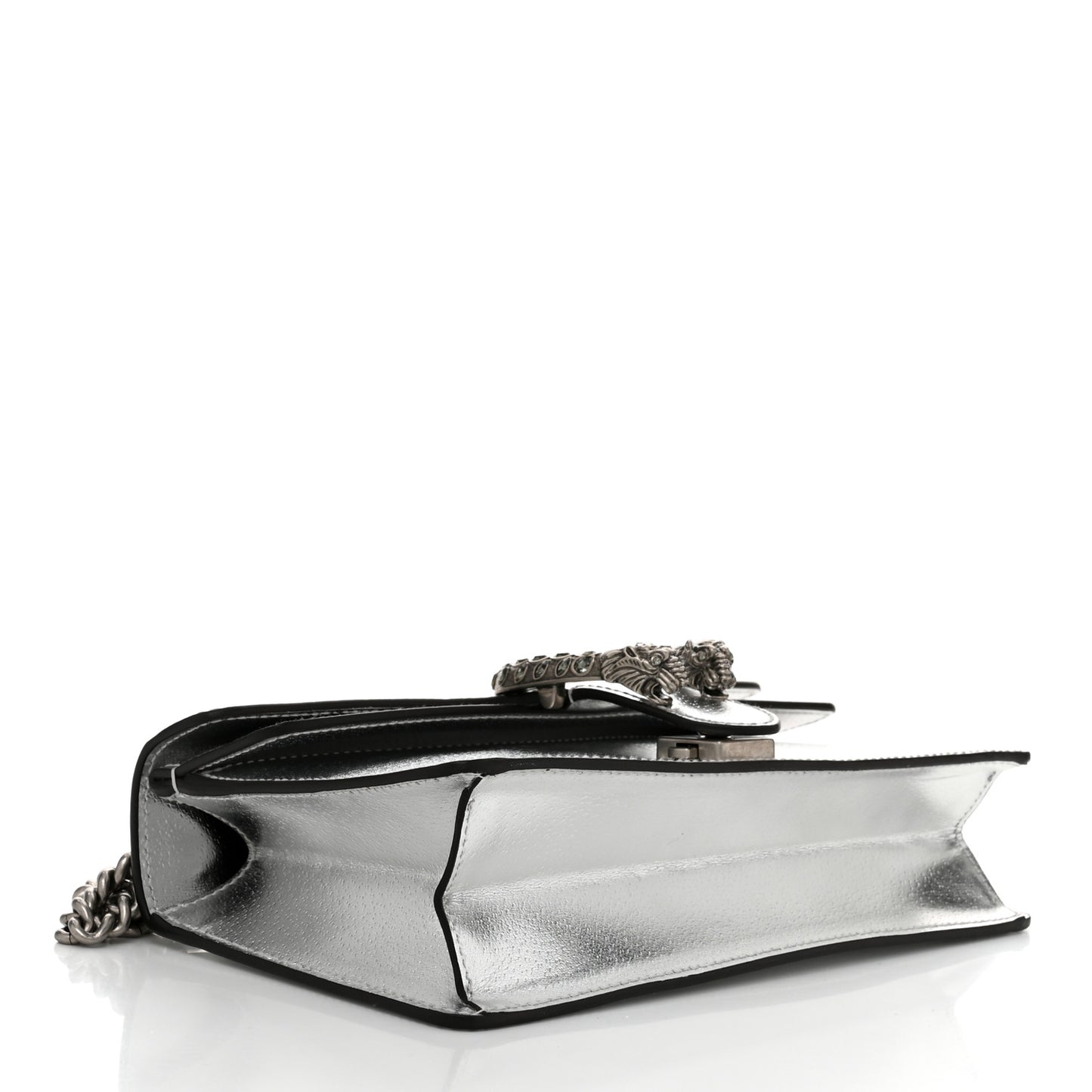 Metallic Textured Calfskin Crystal Small Dionysus Shoulder Bag Silver