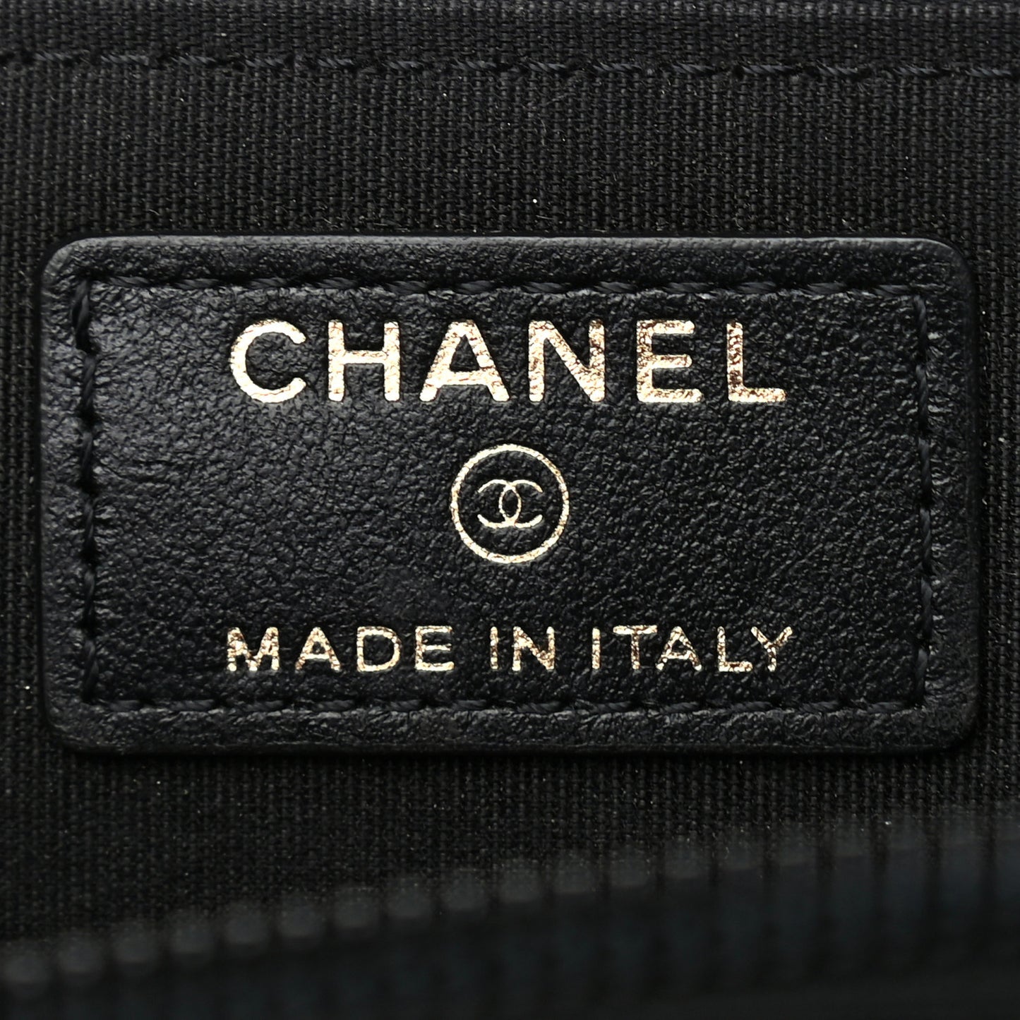 Calfskin Chain Embossed CC Key Holder Case Black