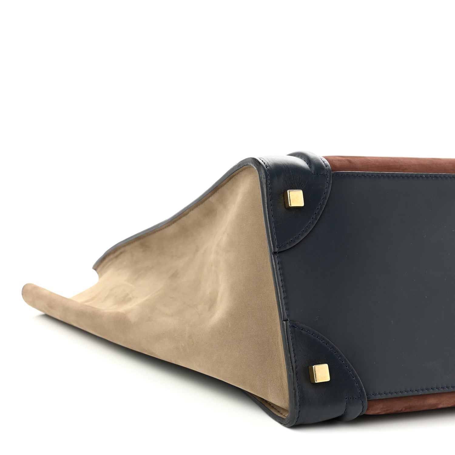 Celine Nubuck Smooth Calfskin Mini Tri-Color Luggage Marron 9 of 11