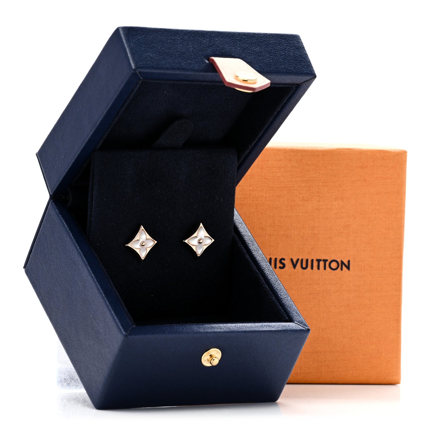 18K Pink Gold Mother of Pearl Color Blossom Star Stud Earrings