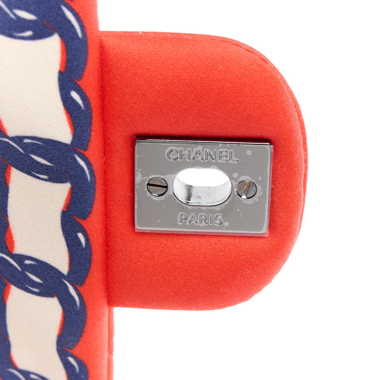 Silk Chain Printed Medium Single Flap Red