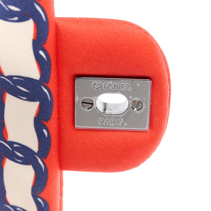 Chanel Silk Chain Printed Medium Single Flap Red 9 of 14