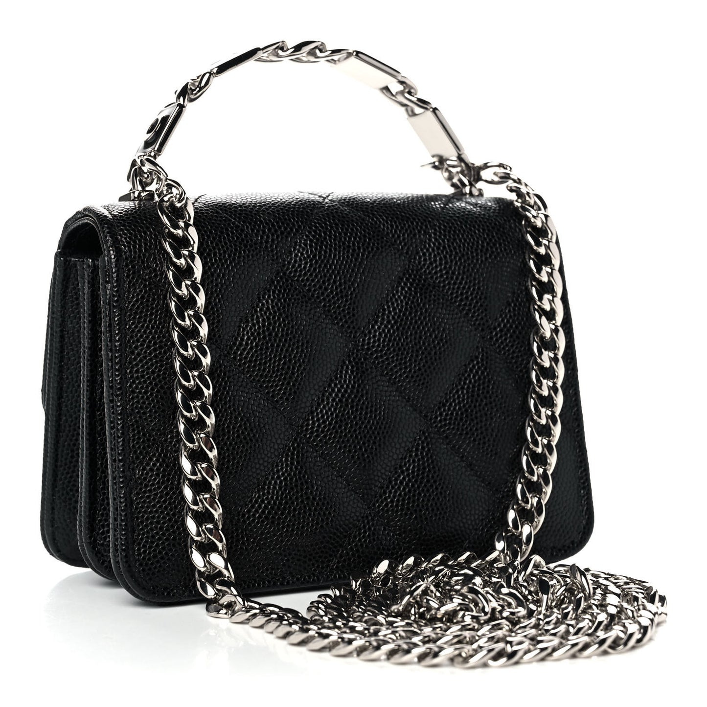 Caviar Quilted Pick Me Up Clutch With Chain Black