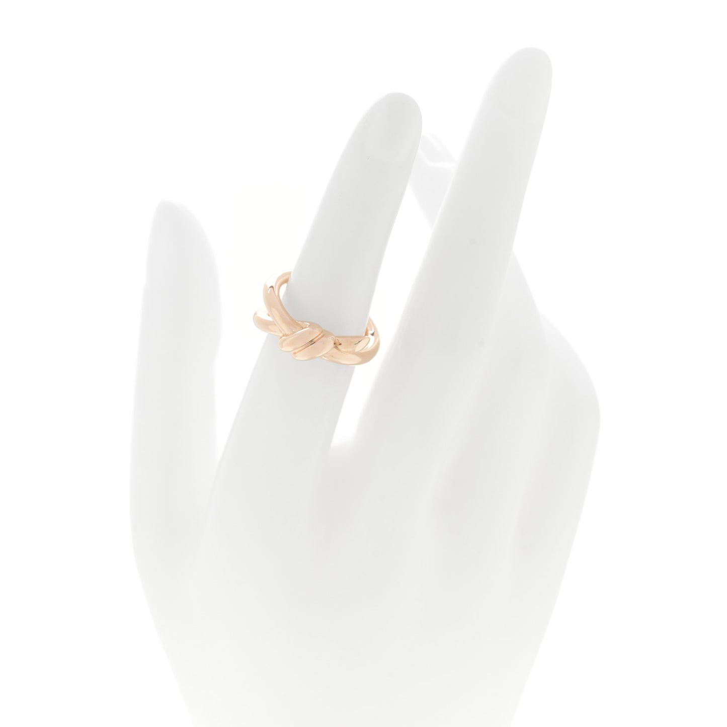 18K Rose Gold Knot Double Row Ring 49 5