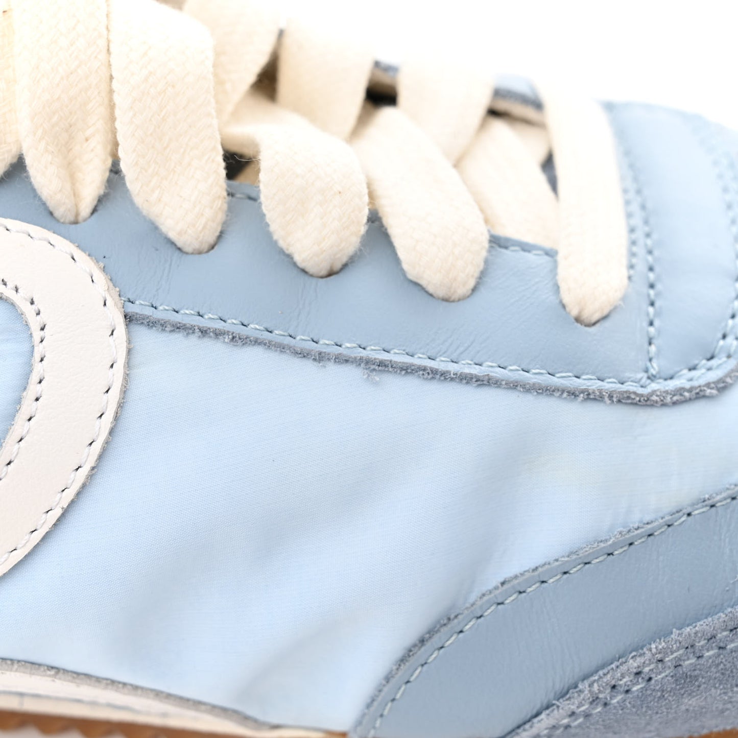Calfskin Suede Ballet Runner Sneakers 37 Blue White
