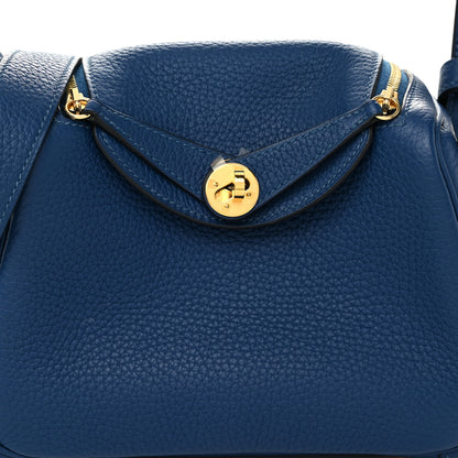 Hermes Taurillon Clemence Mini Lindy 20 Deep Bleu 7 of 10