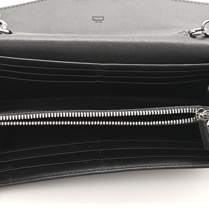 MCM Calfskin Logo Embossed Large Patricia Wallet On Chain Black 4 of 8