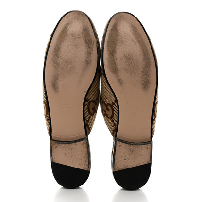 Gucci Monogram Jumbo GG Malaga Kid Womens Princetown Slippers 39.5 Camel Ebony New Acero Beige 5 of 8