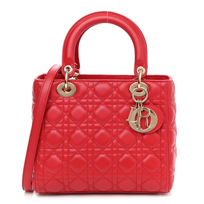 Christian Dior Lambskin Cannage Medium Lady Dior Red 1 of 10