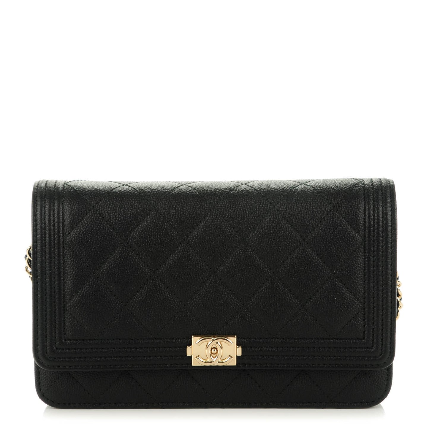 Caviar Quilted Boy Wallet On Chain WOC Black