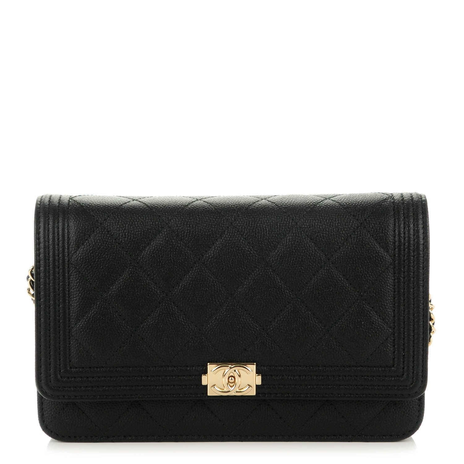 Chanel Caviar Quilted Boy Wallet On Chain WOC Black 1 of 8