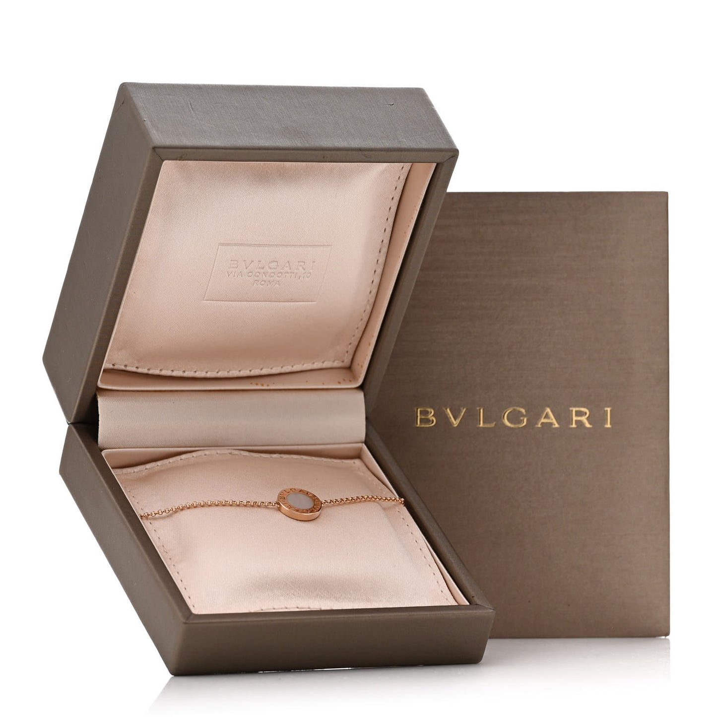 18K Rose Gold Mother of Pearl Bvlgari Bvlgari Engravable Bracelet ML