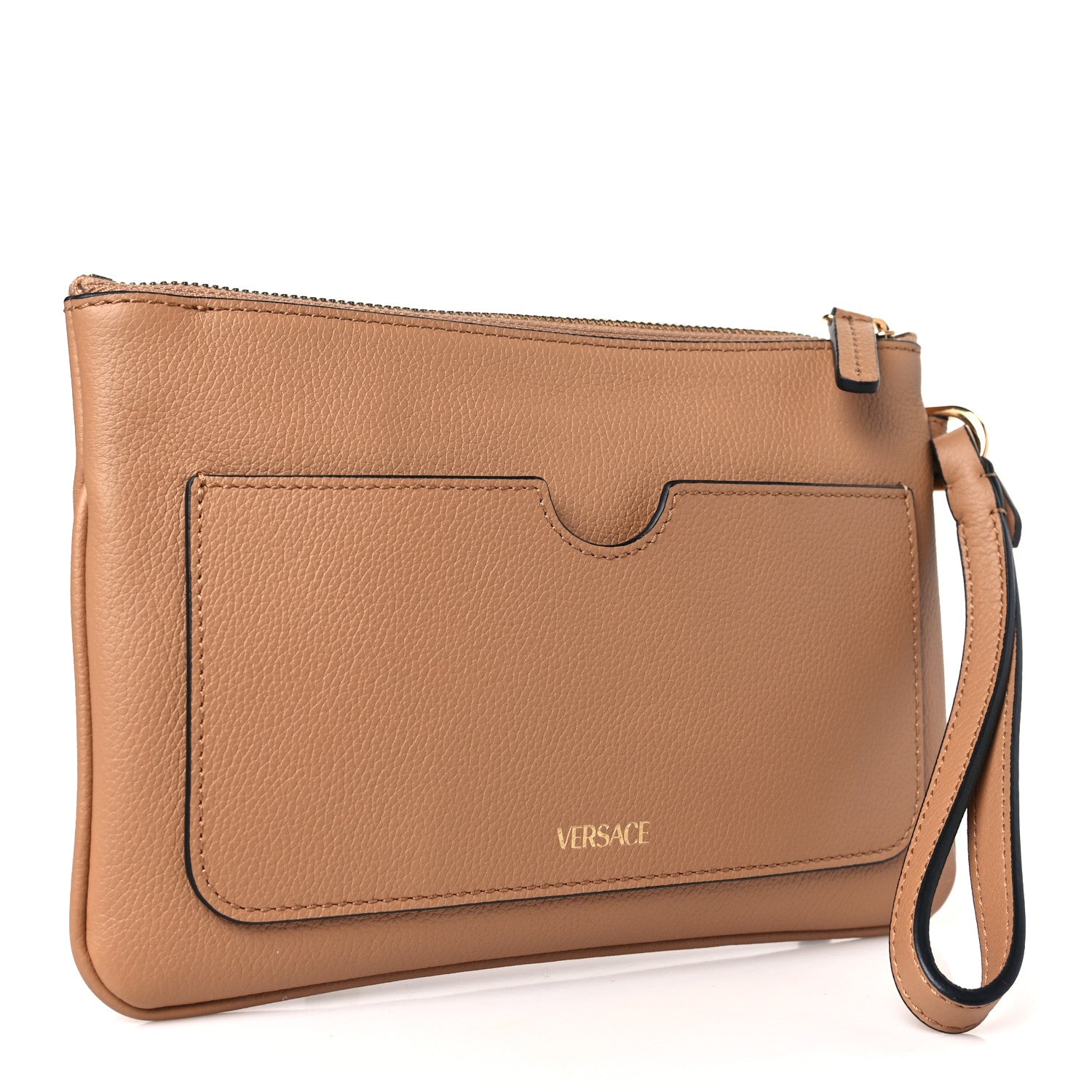 Versace Grained Calfskin La Medusa Pouch Beige 3 of 8