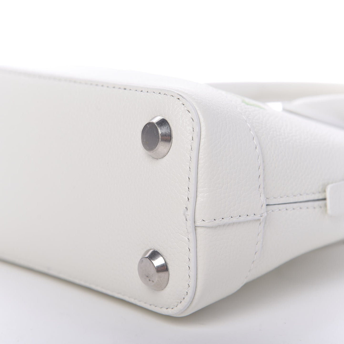 Grained Calfskin Logo XXS Ville Top Handle Bag White Light Green