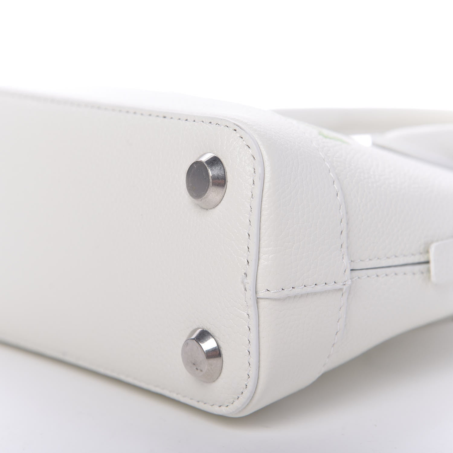 Balenciaga Grained Calfskin Logo XXS Ville Top Handle Bag White Light Green 10 of 11