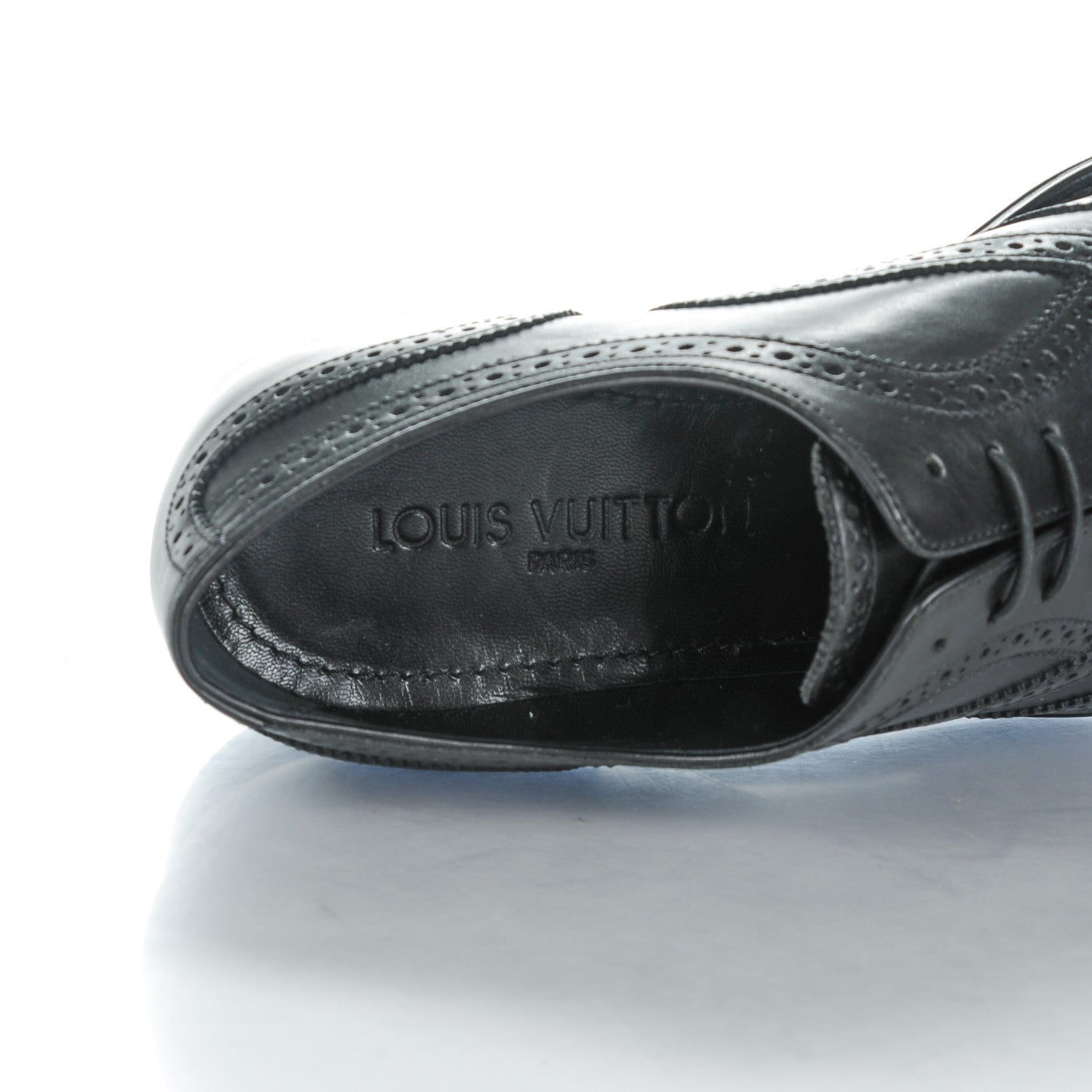 Louis Vuitton Calfskin Mens Wingtip Oxfords 6.5 Black 7 of 9