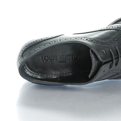 Louis Vuitton Calfskin Mens Wingtip Oxfords 6.5 Black 7 of 9