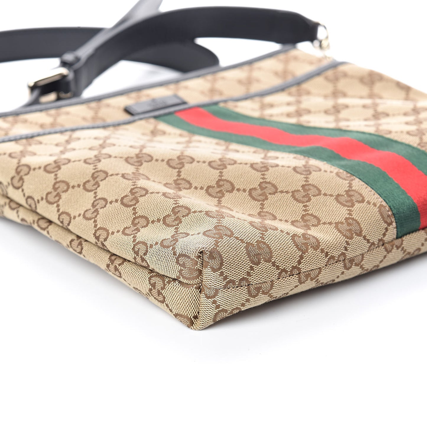GG Monogram Web Flat Messenger Bag Black