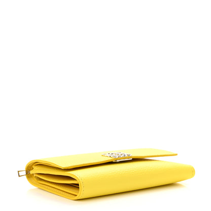 Loewe Pebble Grain Calfskin Anagram Small Vertical Wallet Lemon 4 of 7