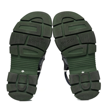 Gucci X SEGA Nappa Mesh Mens Aguru Sandals 9 Black Green 5 of 7