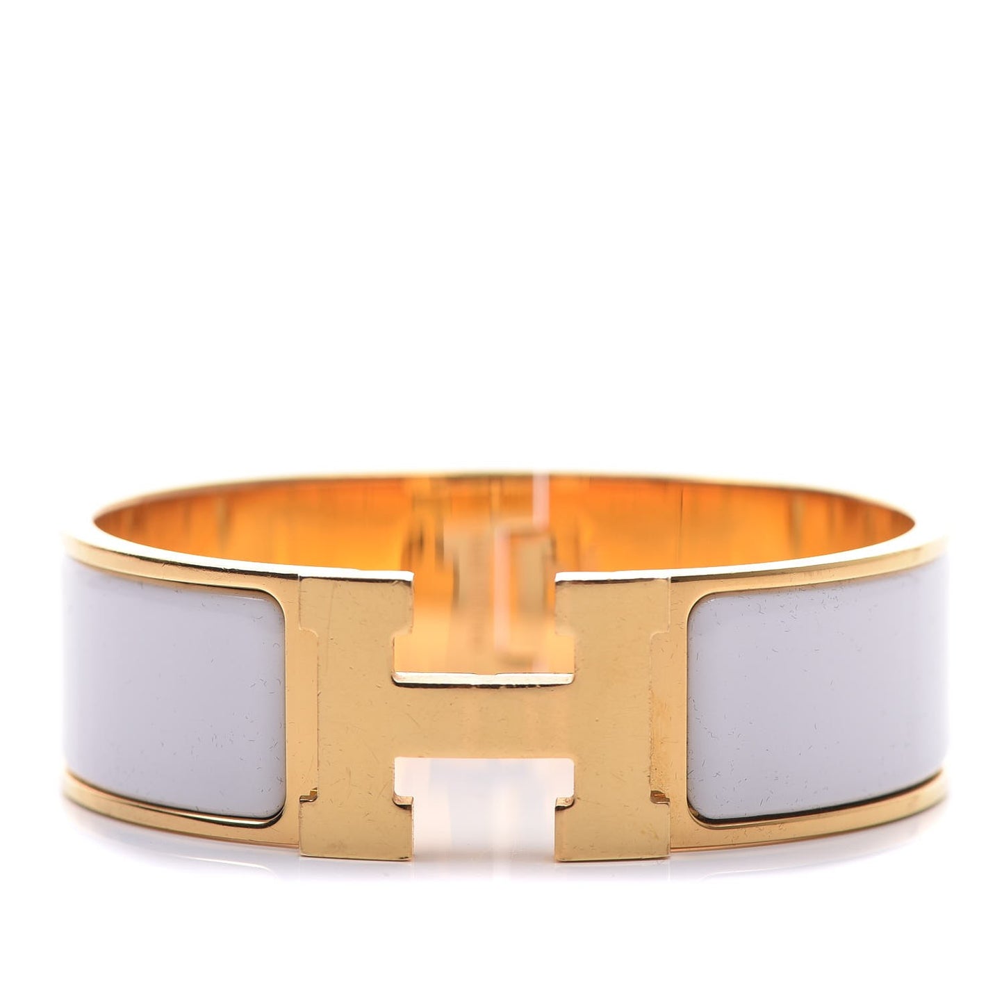 Enamel Wide Clic Clac H Bracelet GM White